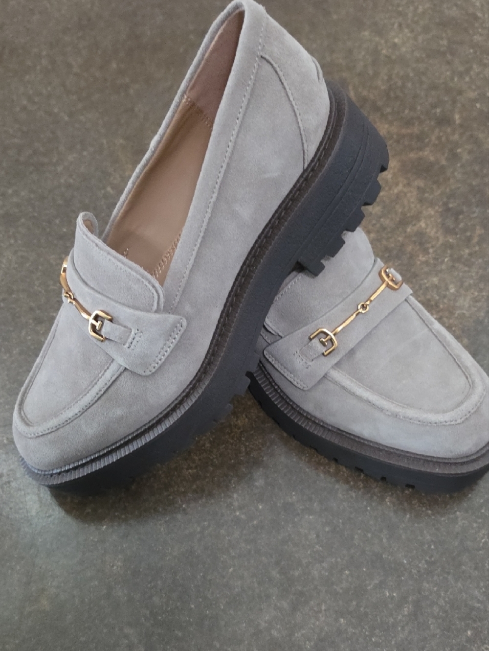 Sam Edelman Lea Suede Bit Buckle Lug Sole Loafers